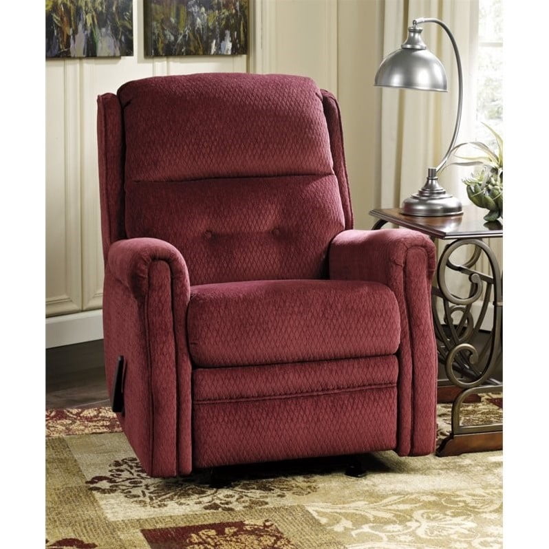 Ashley Meadowbark Fabric Glider Recliner in Burgundy - Walmart.com