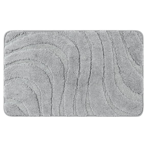 REGALWOVEN Non Slip Bath Mat, Geometry Bathroom Rug Absorbent Washable Mat Soft Microfiber Bath Mat Light Grey 16' x 24'