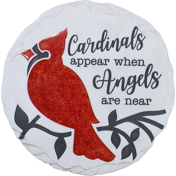 CARDINAL GLITTER STEP STONE / DECORATIVE WALL PLAQUE