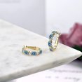 thumbnail image 4 of Gem Stone King 18K Yellow Gold Plated Silver Earrings Persian Blue Moissanite Created Sapphire (3.84 Cttw), 4 of 4