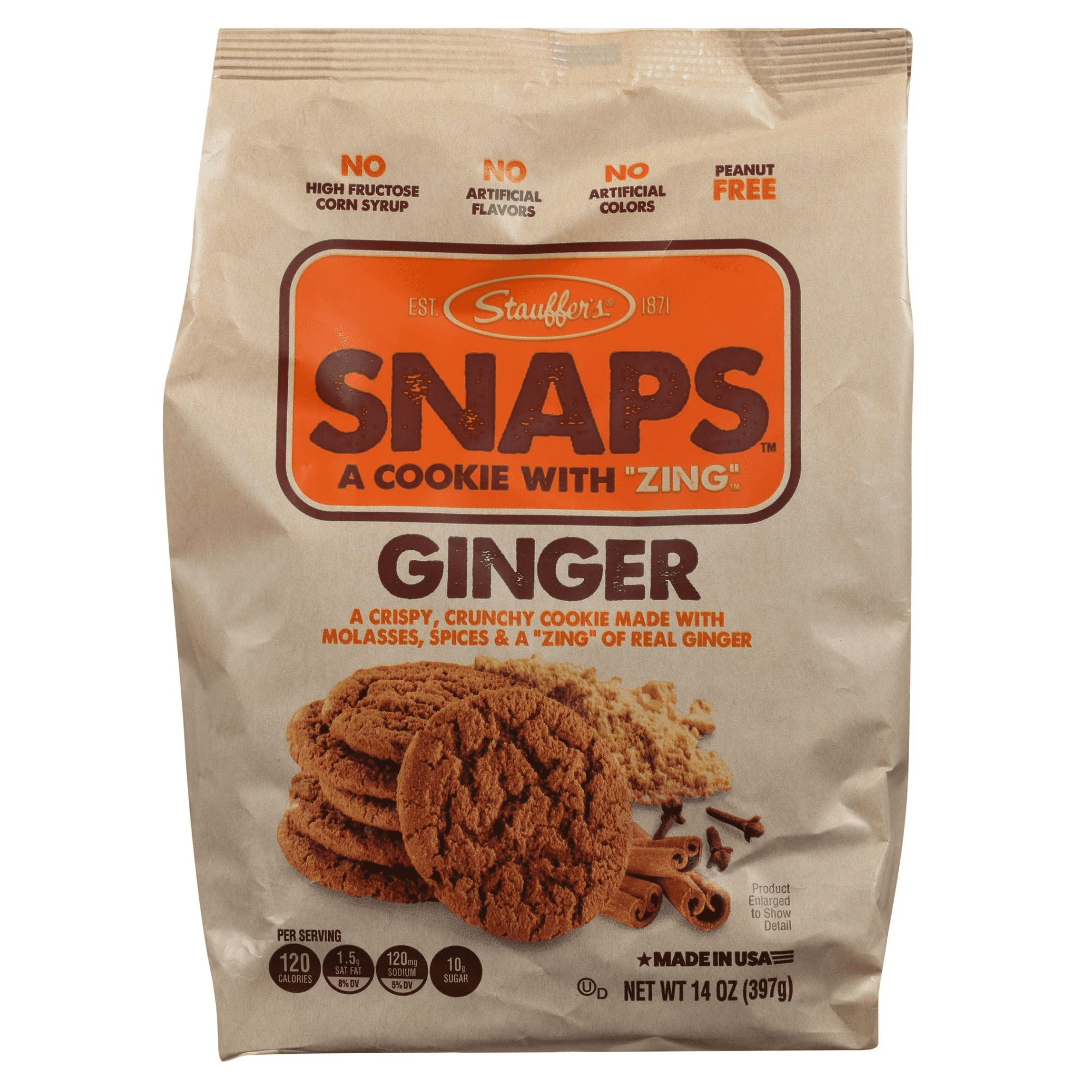 Stauffer's SNAPS Ginger Cookies, 14oz Shelf-Stable Bag, 2-Pack