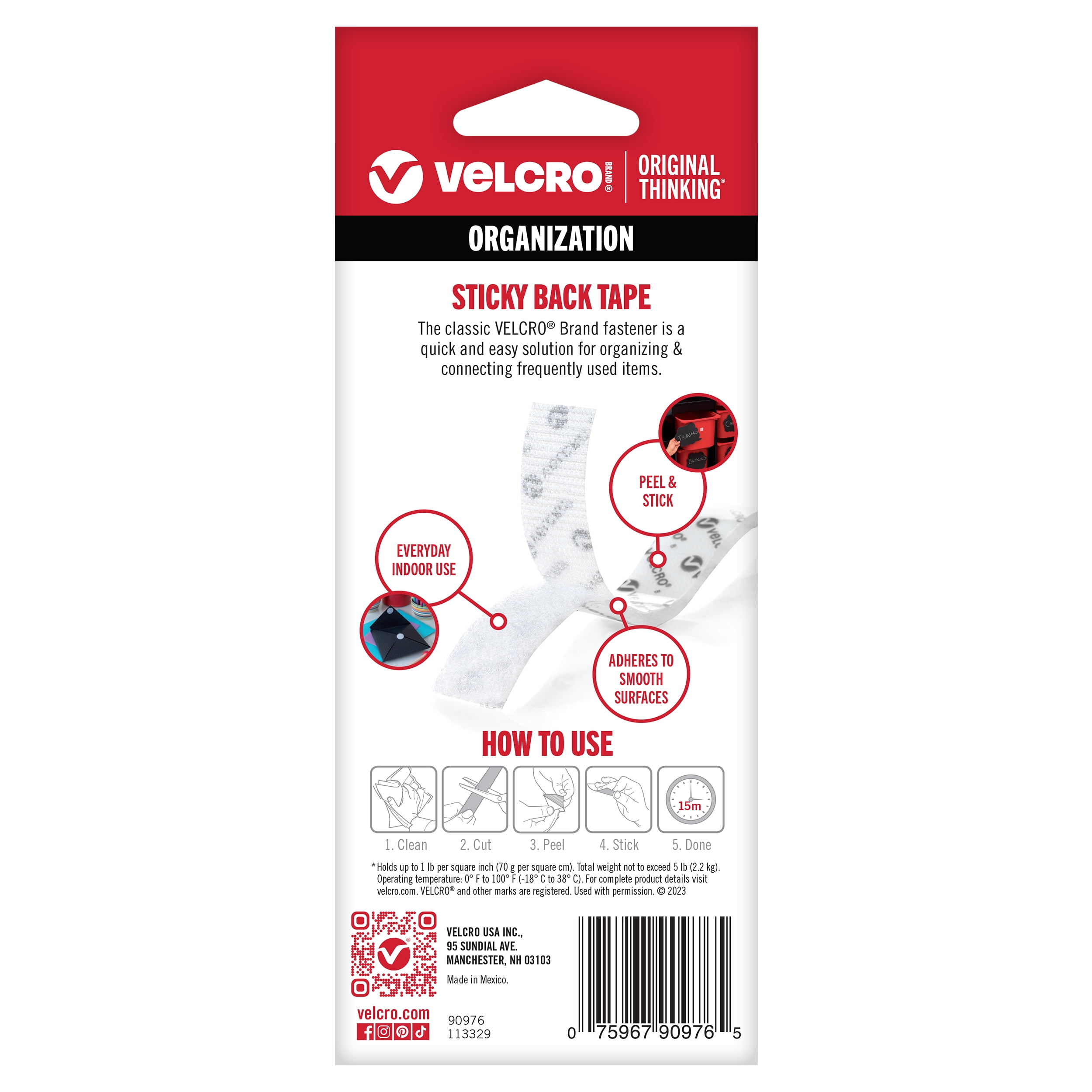 (4 pack) VELCRO Brand Sticky Back Roll | Classroom and Office Organization | White 6ft x 3/4" Roll of Tape