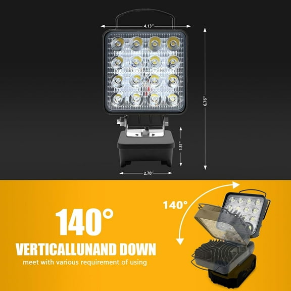 TRA-34W Work Lights Compatible with Dewalt 20v Max Battery, 4800 LM Cordless Work Lights Flashlight 20V Spotlight for Workshop,Garage,Camping