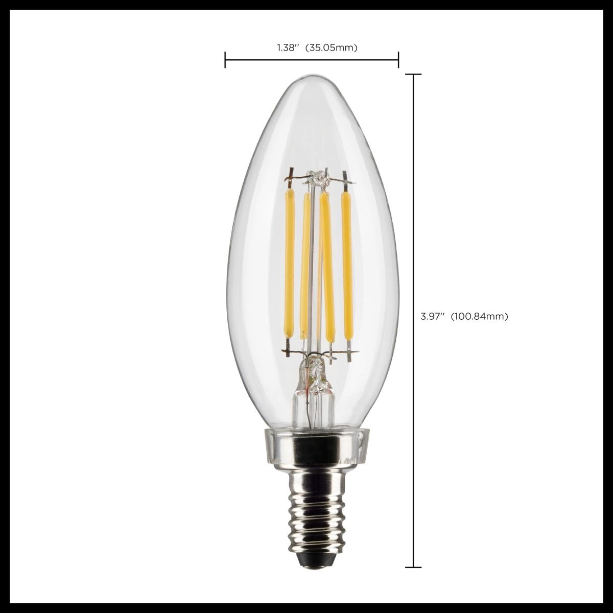 Satco S21266 B11 LED Light Bulbs 4W 120V 3500K E12 Candelabra Base Dimmable (6 Pack)