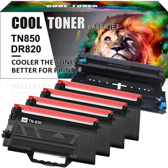 Ink realm Compatible Brother TN850 TN820 Toner & DR820 Drum Unit Set Replacement for Brother DR-820 TN-850 TN-820(4 x TN-850 Toner   1 x DR-820 Drum Unit)