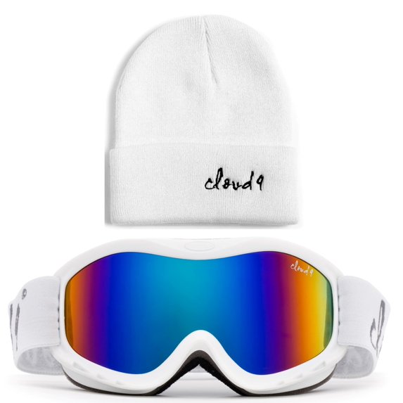 Cloud 9 - Kids Boys & Girls Professional SKi Goggles Anti-Fog UV400 Protection Wind Proof Dual Lens Triple Face Foam Winter Snow Goggles with Matching Color Beanie
