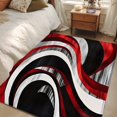 thumbnail image 5 of Abstract Wave Area&nbsp;Rug 3x5ft Red Black Line Non-Slip&nbsp;Washable Square&nbsp;Rugs Soft Felt Indoor Floor Mat for Bedroom Kitchen Living Room Bathroom, 5 of 9