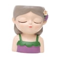 thumbnail image 4 of Maceta de mesa con diseño de niña de dibujos animados shamjiam maceta decorativa de resina Violeta gris, 4 of 8