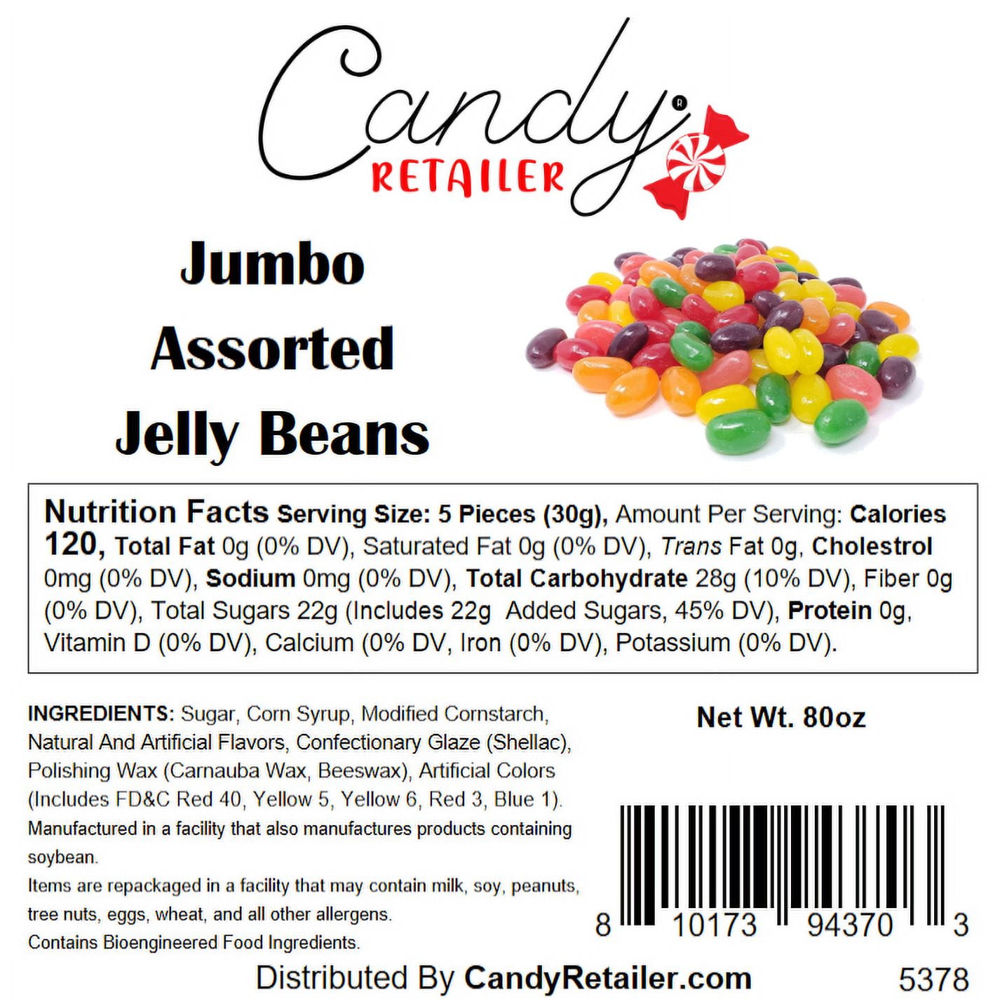 Candy Retailer Jumbo Jelly Beans (Assorted, 5 Lb)