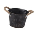 thumbnail image 1 of Elodie Flower Bucket with Handles Flower Holder Iron Flower Pot for Deck Fence Home Black, 1 of 8