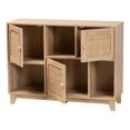 thumbnail image 2 of Baxton Studio Elsbeth Mid-Century Modern Light Brown Finished Wood and Natural Rattan 3-Door Sideboard, 2 of 5
