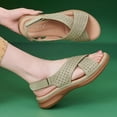 thumbnail image 4 of Orthopedic Sandals for Women OPen Toe Rhinestone Strap Breathable Arch Support Footbed Slingback Platform Walking Shoes Green Size 7.5, 4 of 7