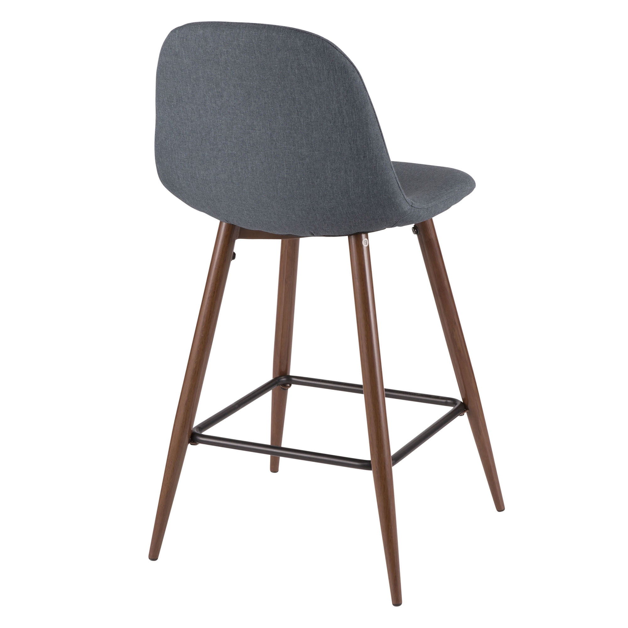 Pebble Mid Century Modern Counter Stool In Walnut And Blue By Lumisource Set Of 2 Walmart Com Walmart Com