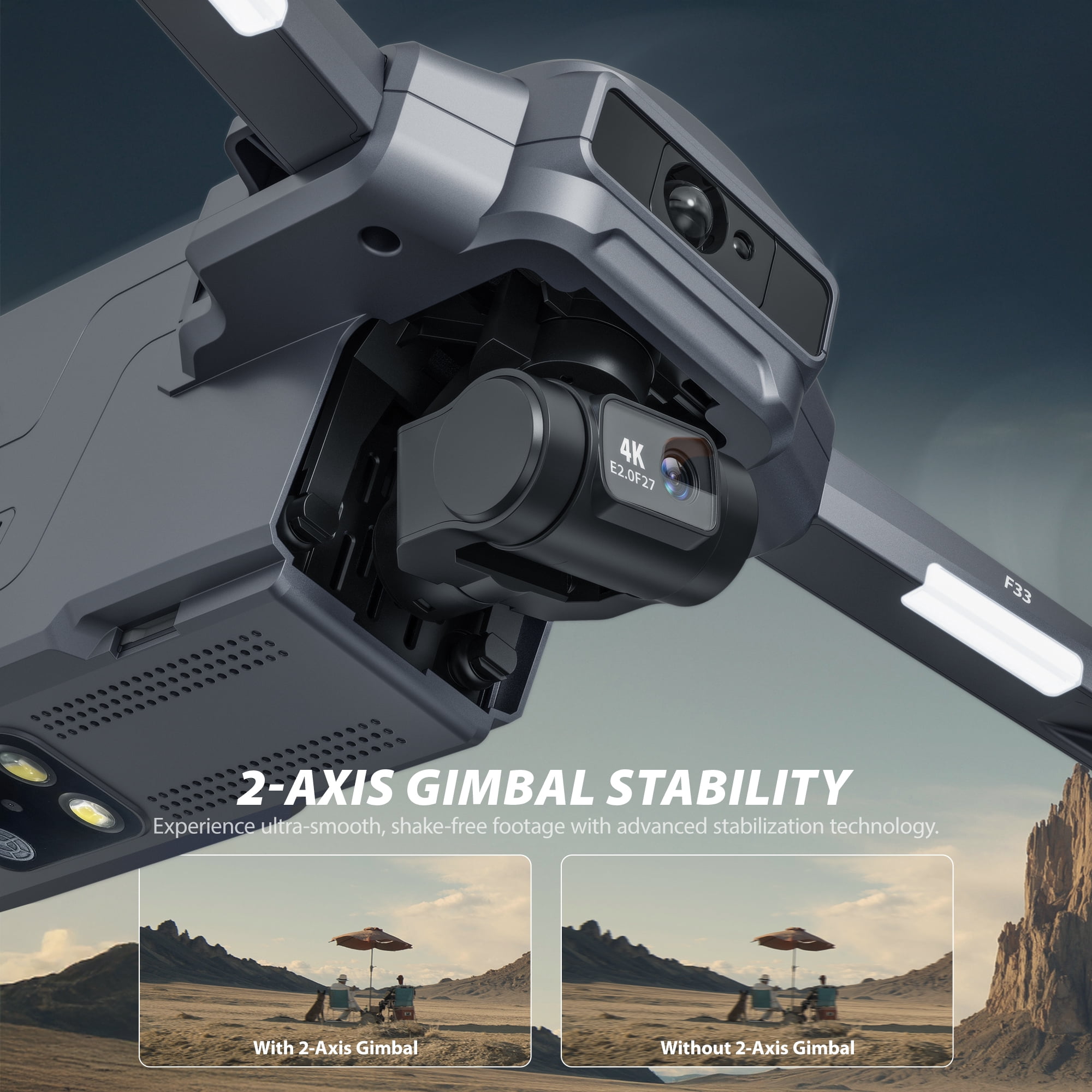 Contixo F33 Vortex 4K Drones for Adults with Camera, 2-Axis Gimbal GPS Drones for Adults with Remote and Case, Gray