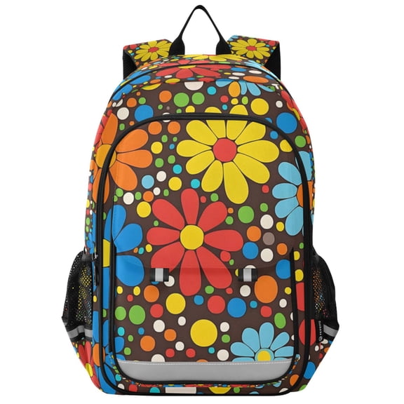 FORMRS Unisex School Backpack 17" Student Travel Bag with Laptop Compartment, Cartoon Flowers