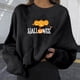 thumbnail image 4 of Sudaderas gráficas de Halloween para las mujeres de moda CREWNECK PODER FIT CASTOS Casual manga larga Lindo suéteres sueltos suéteres calabazas negras m Yinane Sudaderas, 4 of 6