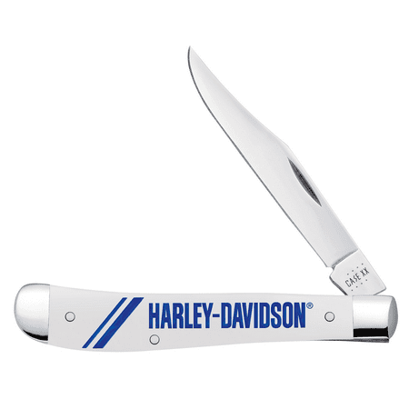 Case xx Knives White & Blue Harley-Davidson Slimline Trapper 52241 Pocket Knife