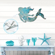 thumbnail image 3 of Decoración rústica de pared con diseño de sirena de metal, color azul, 22 cm, 3 of 5