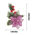 thumbnail image 3 of CuiLiyq 10 PCS Poinsettia Flowers, Christmas Artificial Glitter Flower with Pine Neddles Berry Decorations, for Garland Wreath Tree Home Holiday Wedding Party Decor (Hot Pink), 3 of 6