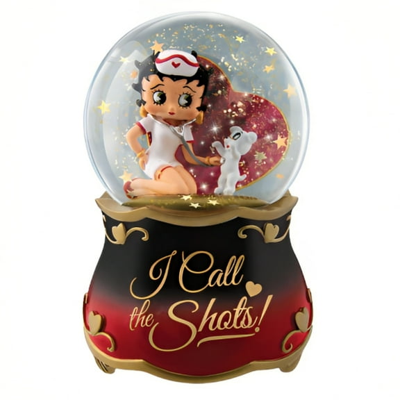 The Bradford Exchange I Call The Shots Betty Boop™ Illuminated Glitter Globe Collection Issue #3 Illuminate Your Space with Sassy Style Hand-Crafted with Shimmering Stars and Golden Accents 6-inches