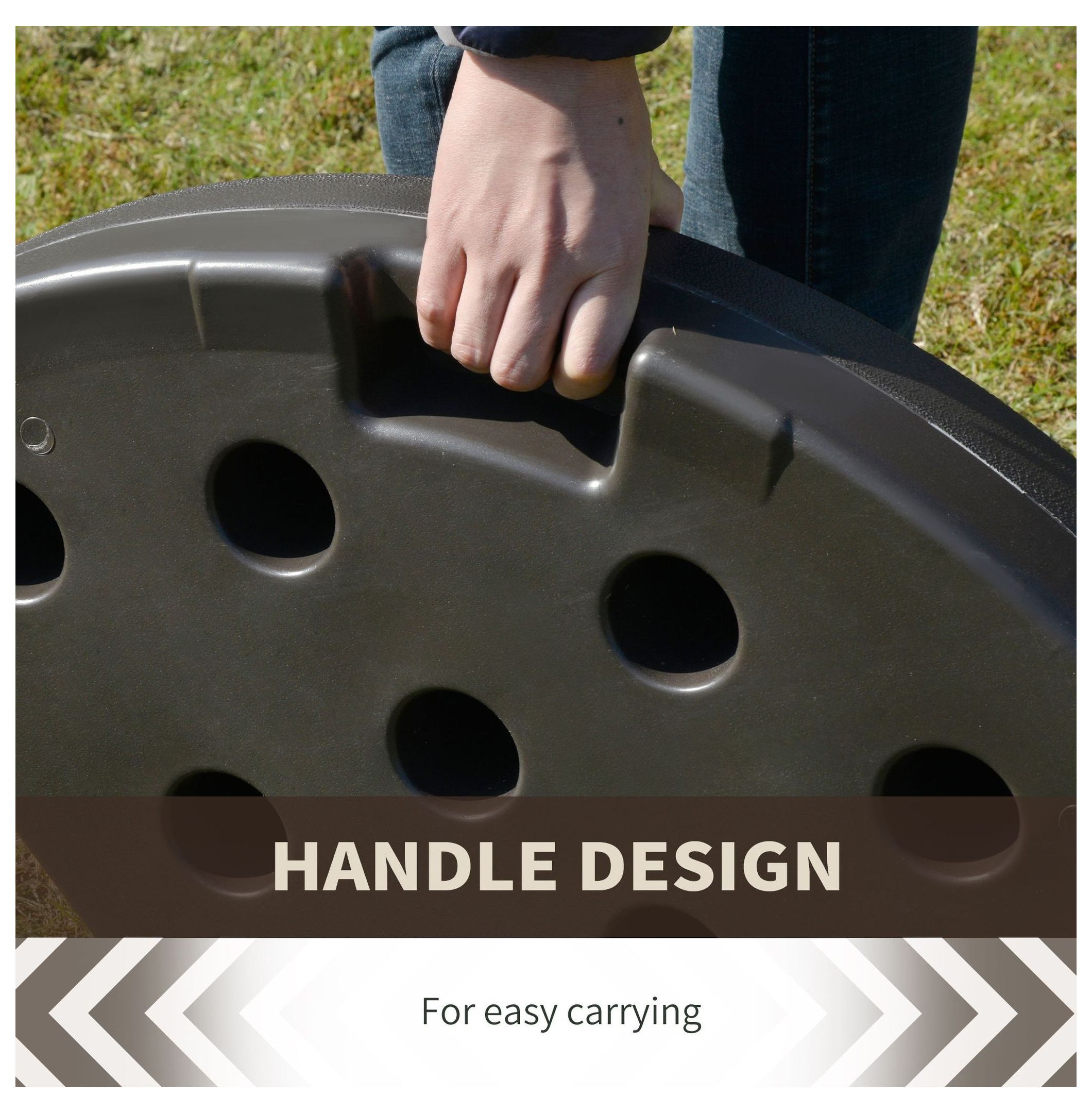 Cantilever Umbrella Base, 220lbs Patio Offset Umbrella Stand Weights with Handles, HDPE Weather-Resistant Fan Shaped Base for Backyard, Deck, Poolside - Coffee Brown