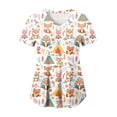 thumbnail image 1 of NIEWTR Tuniques d'Uniforme Médical Légères pour Femmes à Col Rond, à Petites Fleurs, avec Poches (Orange, 2TG), 1 of 4