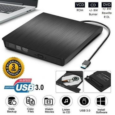 External CD DVD Drive with USB 3.0 Portable DVD/CD /-RW Player Burner for Laptop PC Mac HP