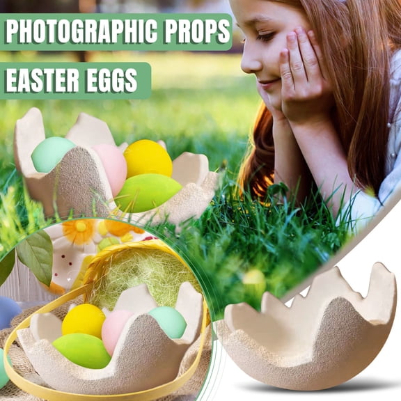 EclipseJewels 5.9 Inch Easter Egg Photography Prop – Newborn Baby Eggshell Cradle for Easter Photo Sessions, Spring Themed Photo Booth Decor & Baby Shower Props,Multicolor