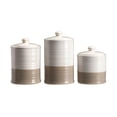 thumbnail image 2 of Set of 3 White and Taupe Unique Sealed Storage Canisters, 10", 2 of 2