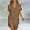 thumbnail image 2 of QGJZVUNL Summer Dresses Womens Outfits Boho Short Sleeve V Neck Dress Beach Vacation Clothes Size M, 2 of 8