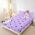 thumbnail image 3 of Manfei Cute Cat Kitten King Sheets, Love Heart Print Bedding, Lavender, 4pcs, 1 Flat Sheet, 1 Fitted Sheet and 2 Pillowcases, 3 of 6