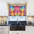 thumbnail image 5 of Yayeee Kitchen Curtains Tier Pair Light Filtering 27"x36" Rod Pocket Short Cafe Window Panel, Vibrant Leaves Pattern, 5 of 7