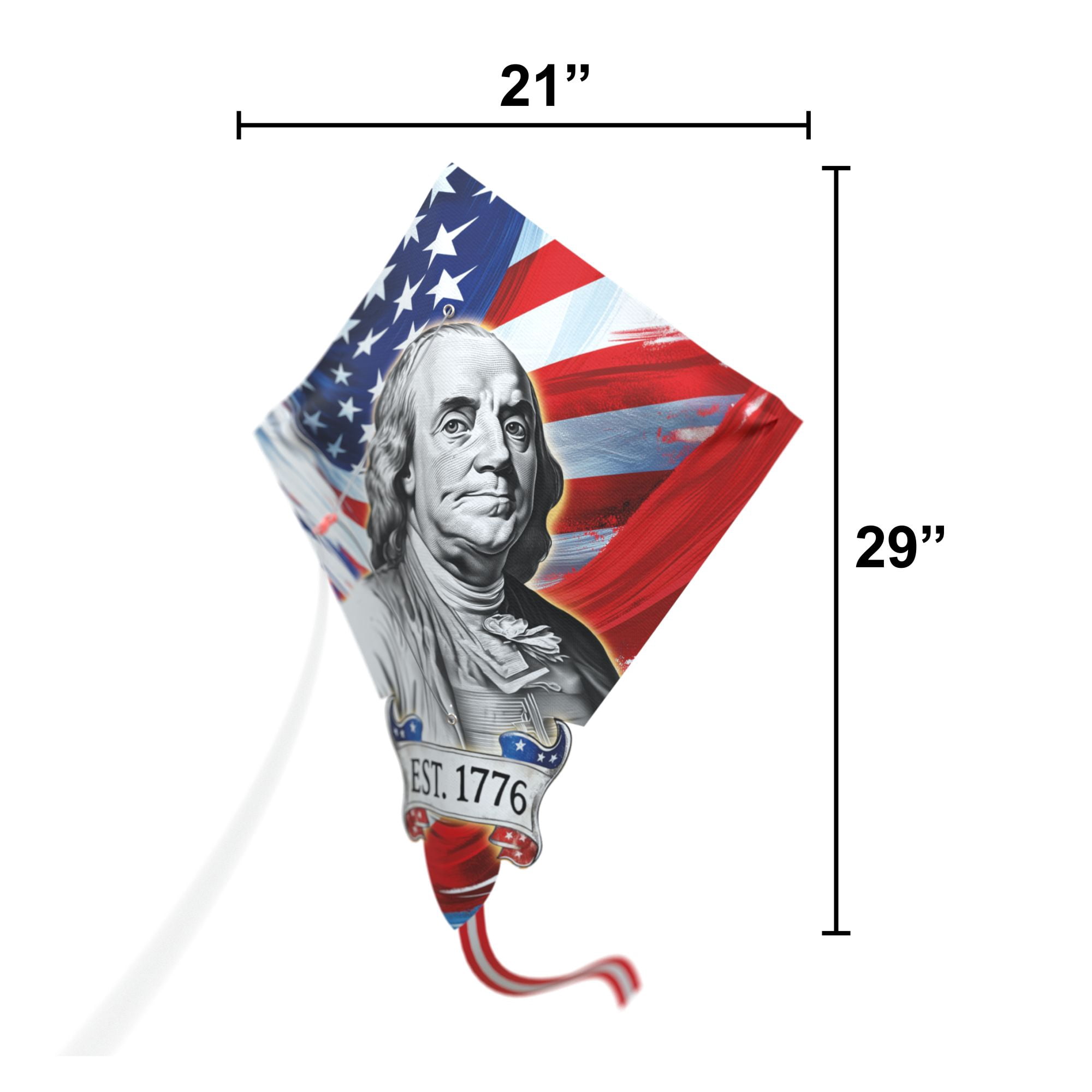 Wicked Kites Ready 2 Fly American Franklin Pop-Up Ripstop Diamond Kite for Kids