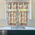 thumbnail image 3 of Pioneer Kitchen Curtains and Valance Set 36 Inch Tier Pink Rose with Green Leaf 3 Pieces Set Dining Room Small Curtain Drapes Cafe Curtains Valance for Home Decor Rod Pocket, 3 of 6