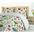 thumbnail image 3 of Ambesonne Strawberry Duvet Cover Set, Summer Happiness Fruits, Queen, Fern Green Dark Pink, 3 of 4