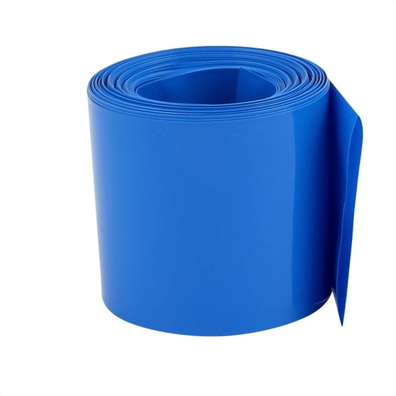 70mm Flat Width 5.5M Length Heat Shrink Tube Blue for 18650 Batteries