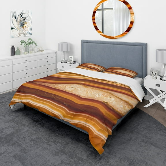 Designart 'Orange Geode Chrystal' Abstract Duvet Cover Set
