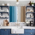 thumbnail image 2 of Blue Brown Ombre Kitchen Curtains 63 Inch Length, Vintage Country Wooden Grommet Top Bedroom Living Room Curtains, Light Filtering Cafe Curtain Drapes 2 Panels Set 84''x63'', 2 of 9
