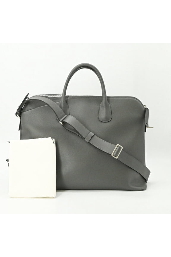 Pre-Owned VALEXTRA Valextra My Large Sublime Shoulder Bag, Soft Calfskin, Dark Grey, Women's