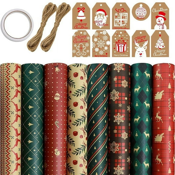 8 Sheets ,for Christmas Birthday Wrapping Paper Gift Wrap Papers,Present