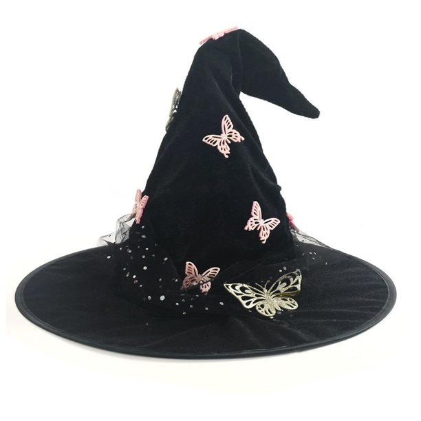 Guardurnaity Sombrero de Halloween, negro, de , para mujer, estilo mágico, suave, súper suave y perfecto para Halloween y fiestas. Sombreros blanco rosado