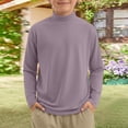 thumbnail image 2 of YOUYEDIAN Boys Turtleneck Long Sleeve Shirts Kids Fleece Mock Neck Base Layer Top Casual Soft Comfy Versatile Sweater Sweatshirt (Light Purple, 9-10 Years), 2 of 5