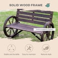 thumbnail image 4 of Patio Furniture Sets Outsunny 41" Wooden Wagon Wheel Bench, Rustic Outdoor Patio Weather Resistance Furniture, 2-Person Slatted Seat Bench with Backrest, Carbonized,Outdoor Dining Sets, 4 of 5