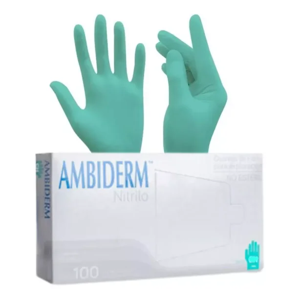 Guantes Desechables De Nitrilo Ambiderm Colores Tallas 100pz Color Verde Claro Talla S