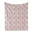thumbnail image 1 of Floral Soft Flannel Fleece Throw Blanket, Spring Themed Assorted Botanical Elements, Cozy Plush for Indoor and Outdoor Use, 50" x 60", Pink Pink, by Ambesonne, 1 of 5