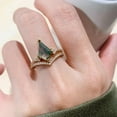 thumbnail image 5 of Unique Kite Cut Lab Created Moss Agate & Diamond Engagement Ring Set in Sterling Silver – Distinctive Wedding Agate Stacked Rings for Her, Elegant and Timeless Jewelry Gift, 5 of 6
