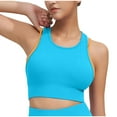 thumbnail image 6 of Womens Seamless Ribbed Longline High Neck Sports Bra - Racerback Slim Fit Crop Tank Tops Wirefree Yoga Active Bras, 6 of 6
