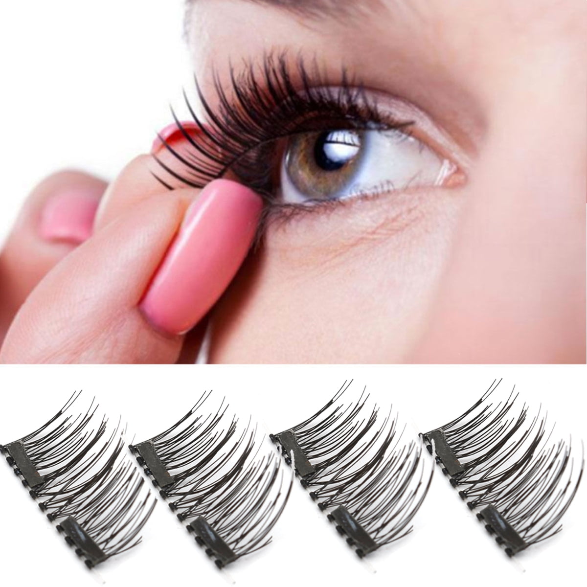 4PCS 3D Eyelashes Handmade Reusable False Long Eye