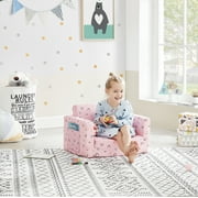 Ulax Furniture Convertible Kids Chair 2-in-1 Flip Open Kids Couch/Sleeper (Pink Rainbow)