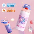 thumbnail image 2 of Kids Insulated Water Bottle, 360ml Stainless Steel Water Bottle, Double Wall Toddler Water Bottle, Water Bottles for Kids BPA-Free for School Boys Girls (1PCS purple mermaid), 2 of 7